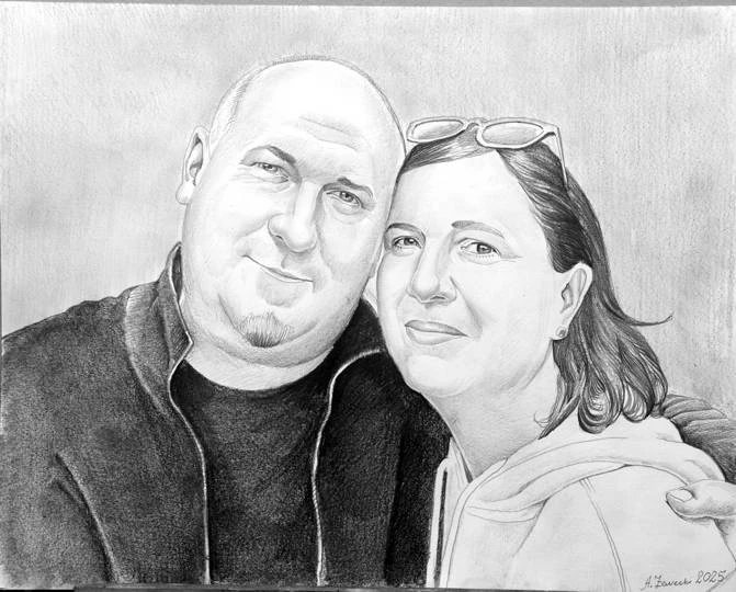 portret pary o��wkiem na prezent